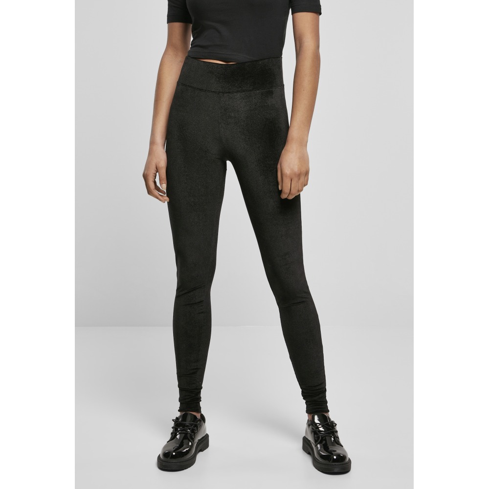 Urban Classics - High Waist Velvet Legging - Zwart